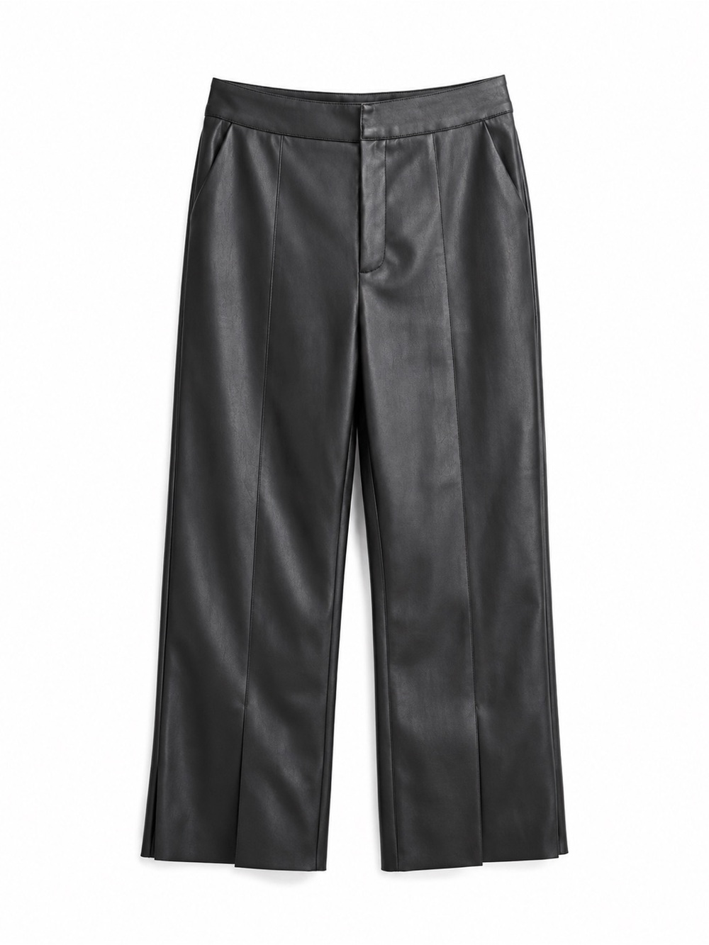 Commense New With Tags Faux Leather Cropped Straight Pants Size M